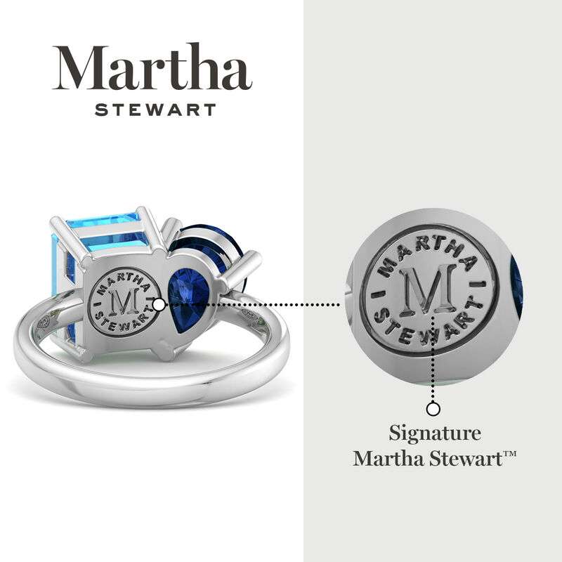 Martha Stewart 4 3/4ctw. Blue Topaz & Sapphire Two Stone Ring In Sterling Silver image number null